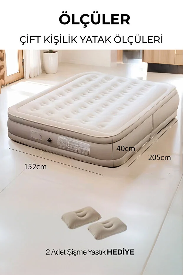 Kendi kendine şişen otomatik çift kişilik yatak